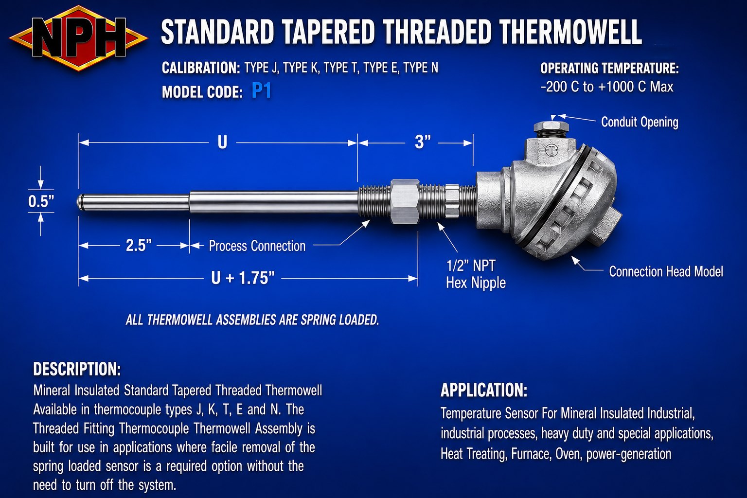 NPH Standard Stepped Threaded Thermowell-P1